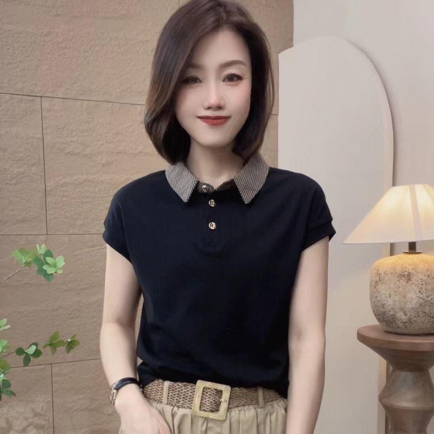 Haine de vară pentru femei Mamele poartă Tricou POLO Acoperind Burtica Top la Modă Culoare Solidă Subțire Casual Rever Tricou Larg pentru Femei