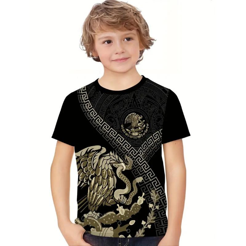 Retro 3d Print Casual Children's Clothing Top Tee Shirt Fashion T Shirt Animal Kids Boy Clothes Anime Short Sleeve