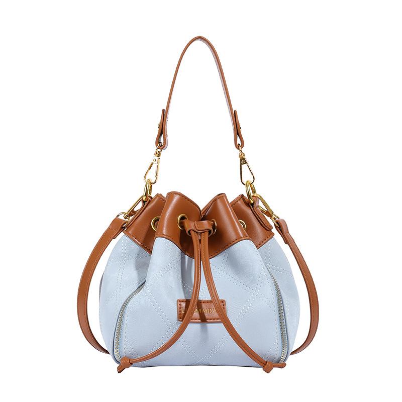 Geantă Găleată Mică Nouă Geantă de Sub Braț cu Contrast de Culoare Șnur Geantă Mică Crossbody Genți de Mână de Umăr pentru Femei