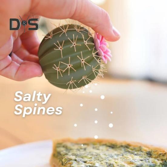 Cactus Salt And Pepper Shaker Set with Funnel Flower Design Kitchen Novelty Spice Dispenser Housewarming Gift for Foodies