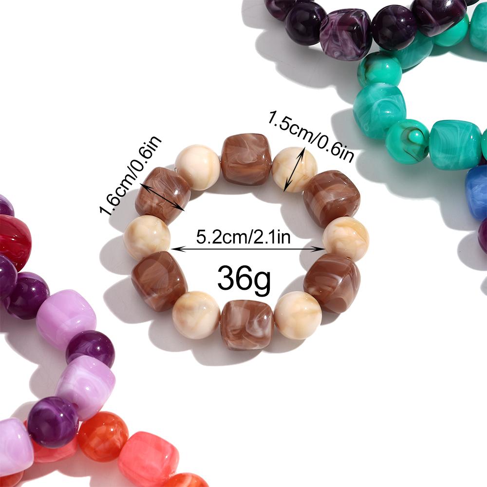 Acrylic Chunky Irregular Square Round Beaded Bracelet for Women European and American Simple Bracelet Fashion Hand Accessories