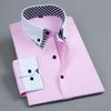 Men's Iron-Free Wrinkle-Resistant Color Block Long Sleeve Business Casual Shirt