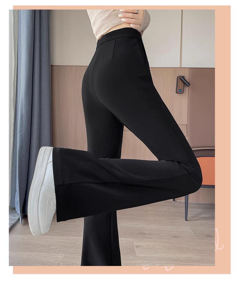 Women's 2025 High Waist Micro Flare Black Pants - Slimming, Elastic, Drape Design for Summer