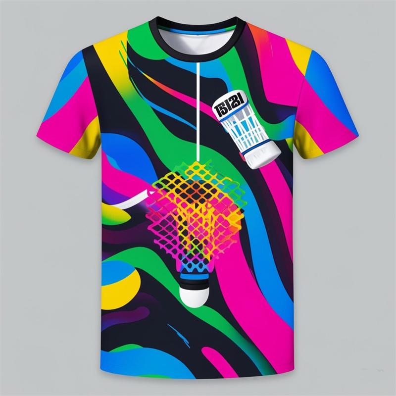 New Badminton 3D Print T-Shirts Shuttlecock Men Women Fashion Streetwear Short Sleeve T Shirt Cool Kids Tees Tops Man Clothing