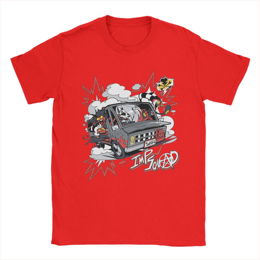 Men's T-Shirt I.M.P Squad Hazbins Hotels Vintage Pure Cotton Tees Short Sleeve  T Shirts Crew Neck Clothing Adult