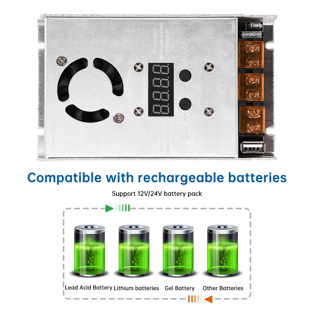 MPPT 500W Booster Solar Controller DC18-80V Step-up Charging For 24V 36V 48V 60V 72V LiFePO4 Lithium Lead-acid Gel Battery