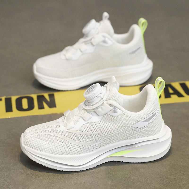 

Children s rotating button sneakers, primary school students running shoes, pure white sneakers, primary school students physical education class, 31