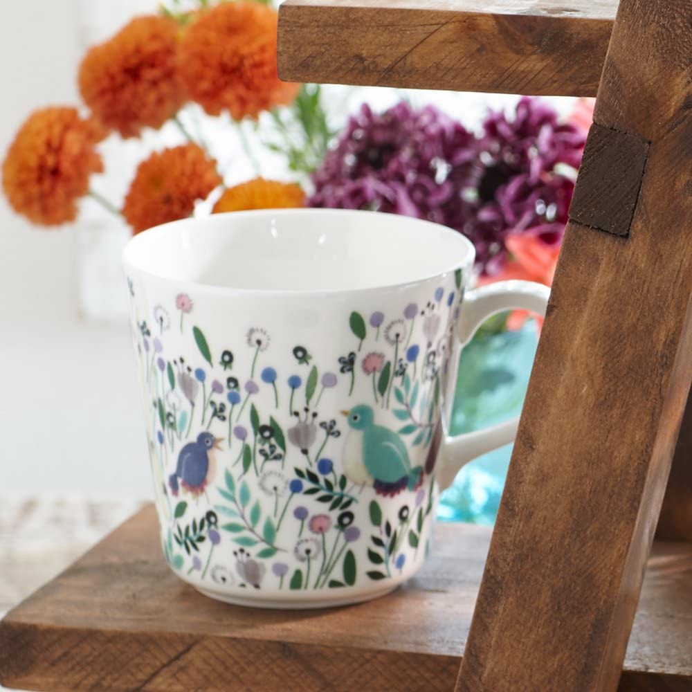 NARUMI Anna Emilia Mug, 340cc, Good Luck, Floral Design, Cute, Large, Gift, Microwave-Safe, Dishwasher-Safe, Gift Boxed, 51948-2923P