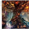 Psychedelic Tapestry Forest Trees and Stars Bedspread Wall Hanging Home Decor