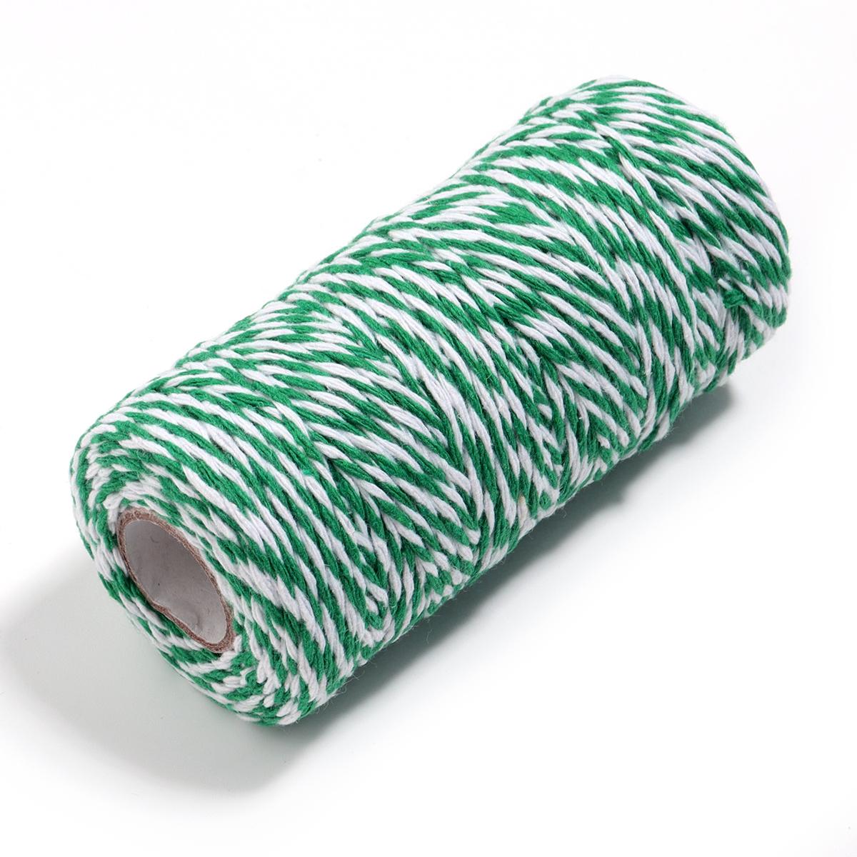 100 метров/рулон, два цвета, хлопковая бечевка, шнур, рождественские свадебные украшения, подарочная упаковка, веревка, сделай сам, подарочная упаковка для рукоделия зелёный