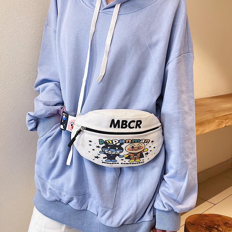 ins breast bag female Korean version student foreign style girl broadband shoulder messenger bag fashion canvas fanny pack
