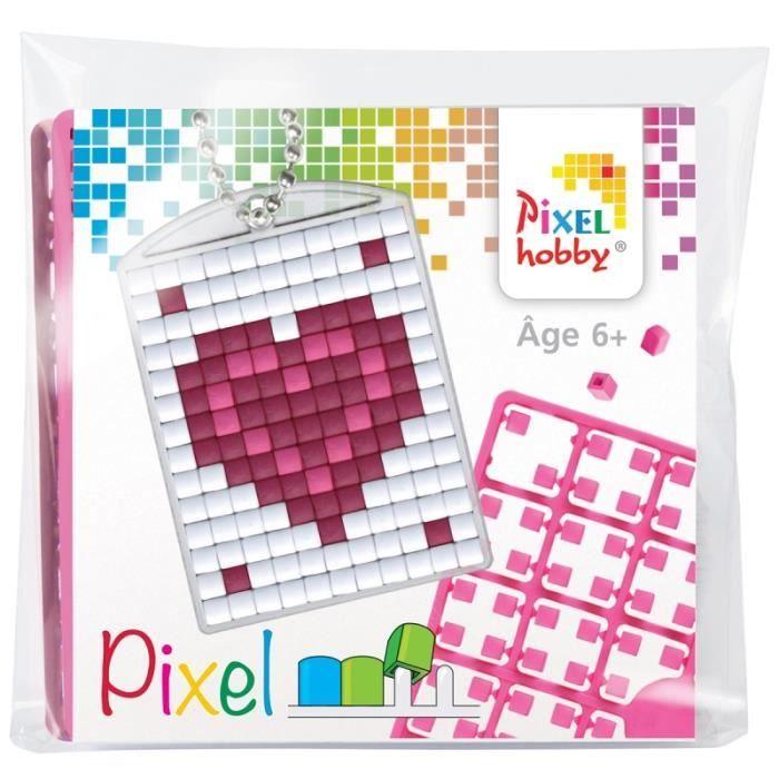 Kit créatif Pixel - PIXEL - Porte-clés Coeur - 4 x 3 cm - Mini-pixels 3D - Innovant