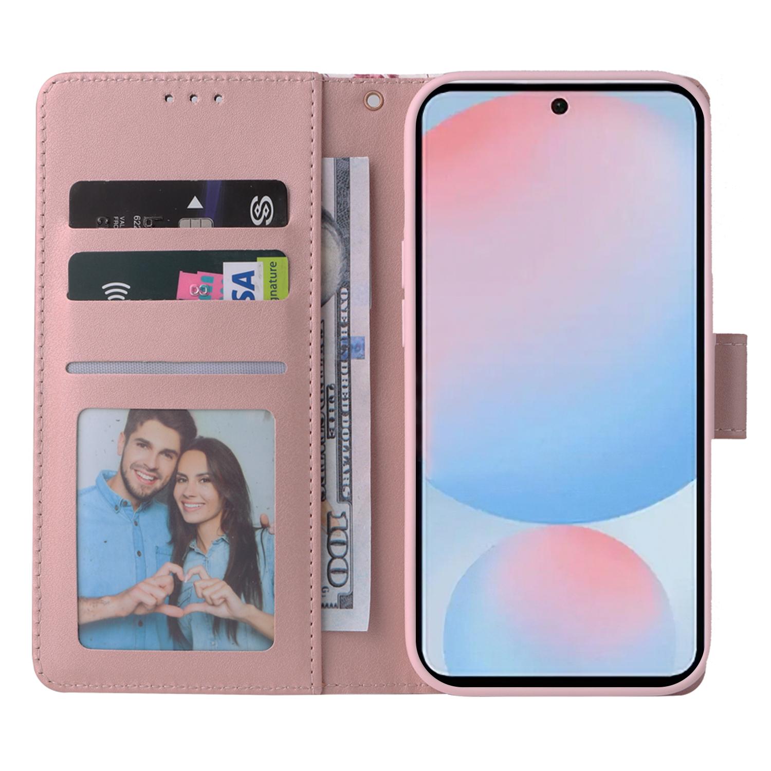 

Чохол для телефону Samsung Galaxy A56 5G зі шкіри з лакованим мармуровим візерунком Blue