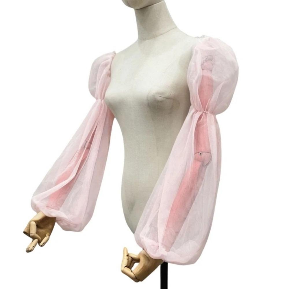 Long Sleeve Decorative Sleeves Solid Color Long Sleeve Cover Tulle Arm Cover  Dress Decoration
