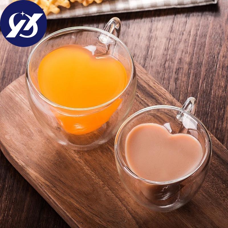 Hjerte Kjærlighetsformet Dobbelvegget Glasskrus Kreativ Personlighet Elsker Kaffekopper Krus Gave Kaffe Te