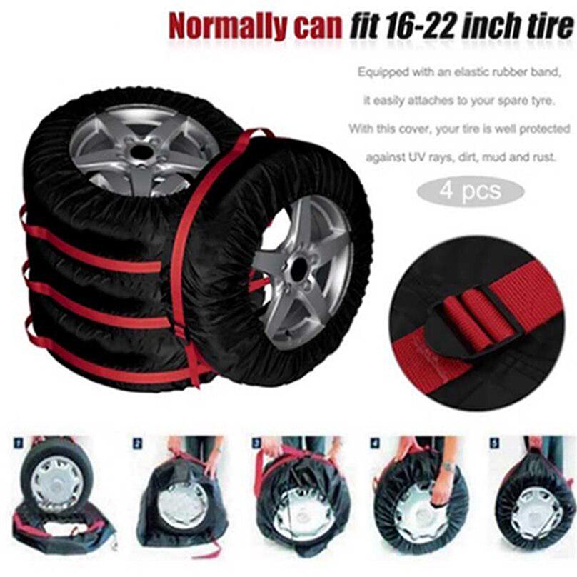 Large Spare Tire Cover Car Exterior Universal Storage Polyester Auto Wheel Bag