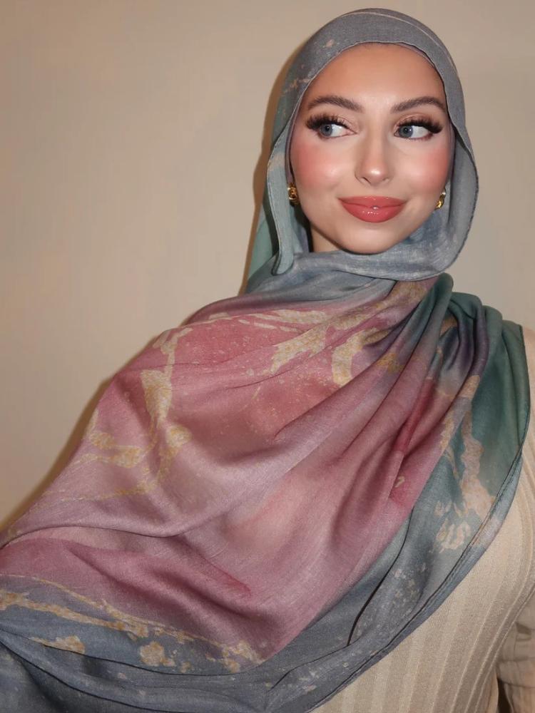 Aquarell Blume Viskose Hijab Schal Atmungsaktiv Weich Lang Mode Schals Kopftuch Paisley Muster Muslimische Hijabs Für Frauen