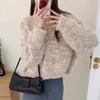 Vintage soft waxy knitted cardigan top women's spring new loose design color dot sweater jacket