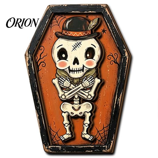 Entrance Door Hanging Signs Vintage Halloween Wooden Decor, Coffin-Shaped Tabletop Ornaments, Freestanding & Decorations for Home Ornament Mantel