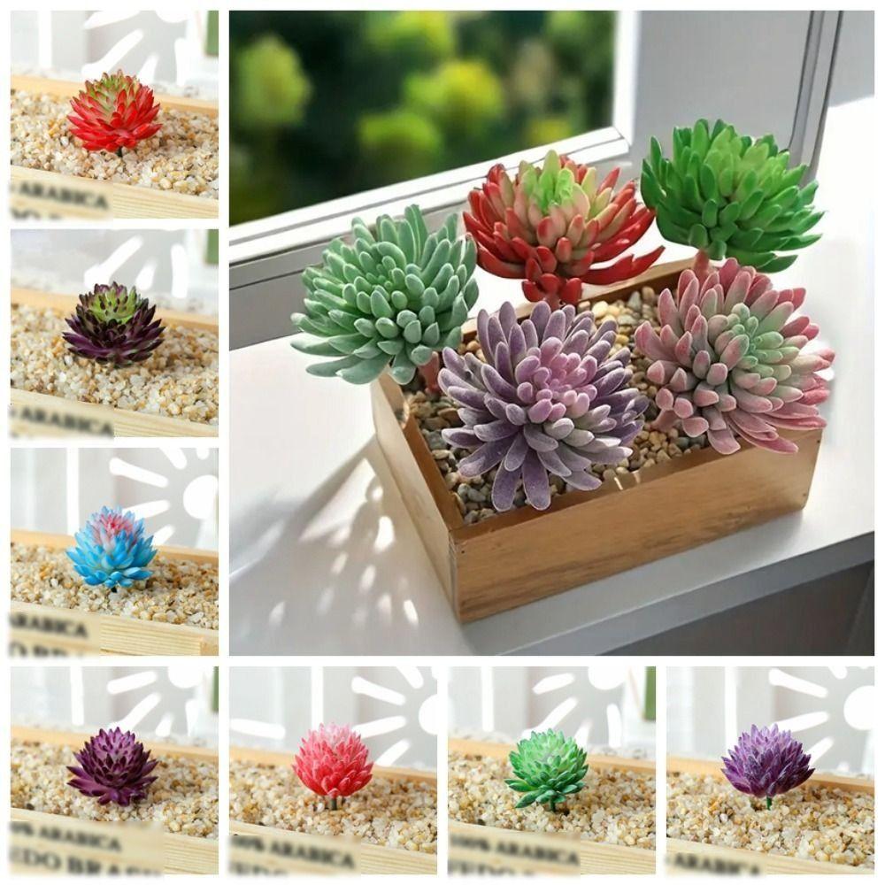 

2pcs Realistic Artificial Succulent Plants Mini Simulated Floral Plants Wedding purple&green-ordinary