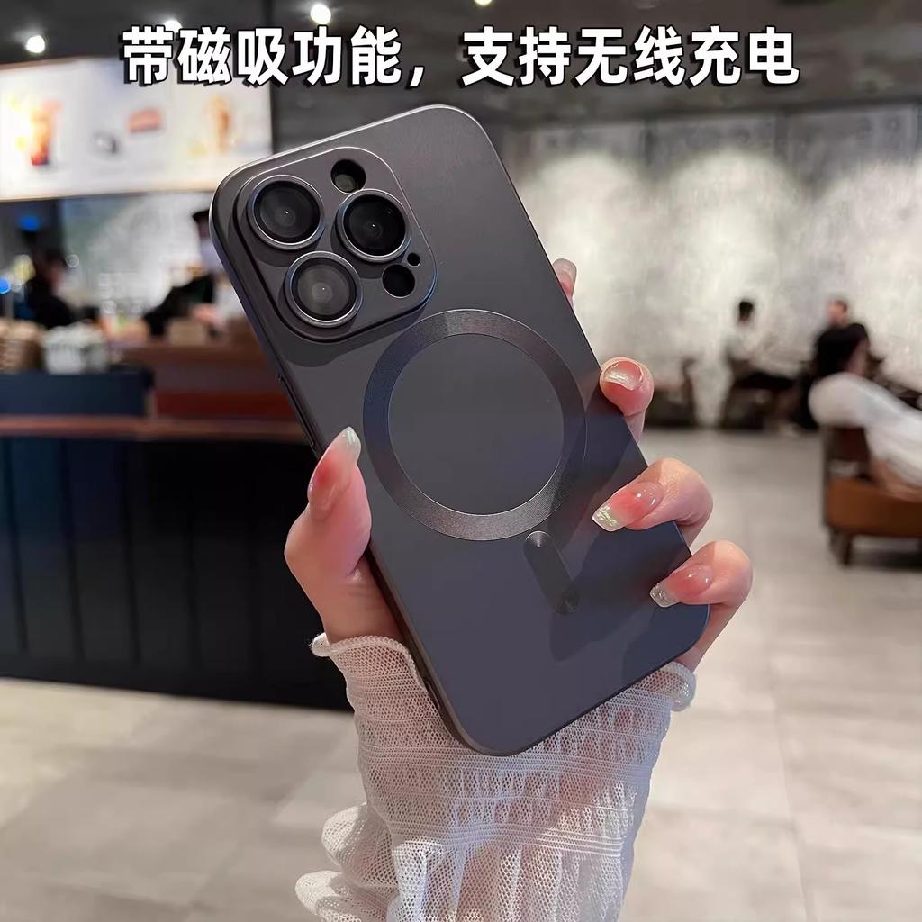 Applicable to iPhone11promax metallic paint silicone magnetic mobile phone case Apple 11 with lens film 11 all-inclusive cover