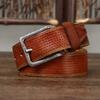 3.8CM Pure Cowhide High Quality Genuine Leather Belts for Men Brand Strap Male Stainless Steel Buckle Fancy Vintage Jeans Cowboy