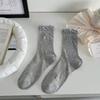 Bow Socks Women'S Mid-Tube Socks Spring And Autumn Cotton Socks Girl Cute White Ballet Style Spring Stockings