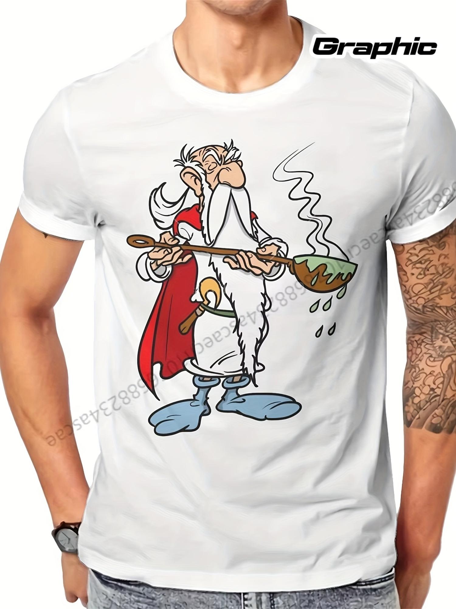 Men S White Retro Faber Comic Strip T-Shirt - Short Sleeve Crew Neck Casual Top XXXL