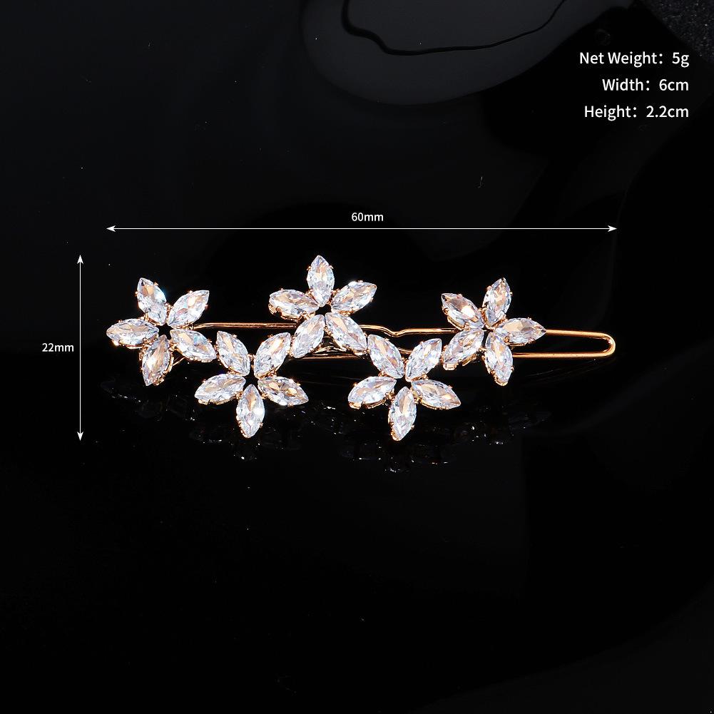 Fashion Barrette Cubic Zirconia Leaf Hair Clips for Women Accessories Bridal Wedding Hair Jewelry Party Bride Headpiece