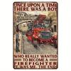 Litom Fire Truck Metal Tin Sign - Vintage Retro Rustic Wall Decor for Garage Bar Cafe, Firefighter Fire Engine Unique Gift for H