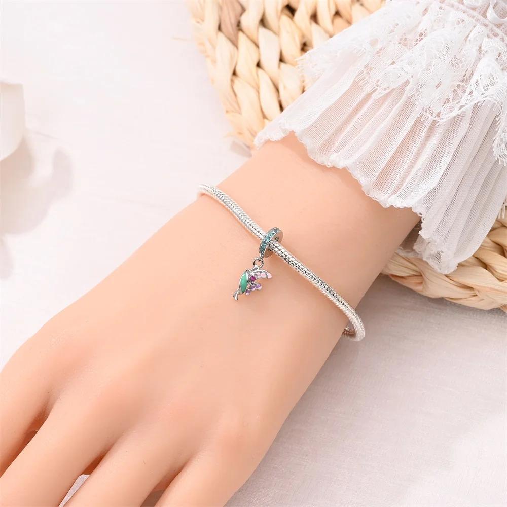 Charm Bead Charms Authentic Copper Plated Tulip Plants Insect Pendants Bead Charms Compatible With Bracelets Diy Fine Gift Women Delicate Jewellery