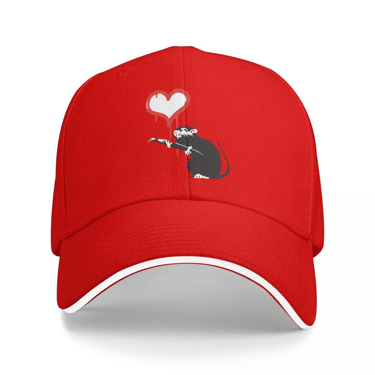 Banksy Hearts rat with remote control mind control Graffiti Street art with Banksy signature tag HD Baseball Cap