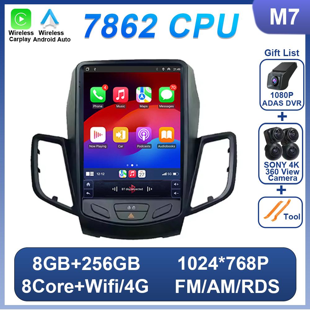 Car Radio For Ford Fiesta MK7 2009-2016 Tesla Style Car Radio Multimedia Auto Autoradio Carplay GPS Navigation Head Unit NO DVD