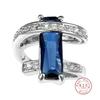 Inele clasice de lux culoare argintiu solid real 2 CT 5 Culori Cristal Zirconiu Inel de Nuntă Angajament Pentru Femei Inele