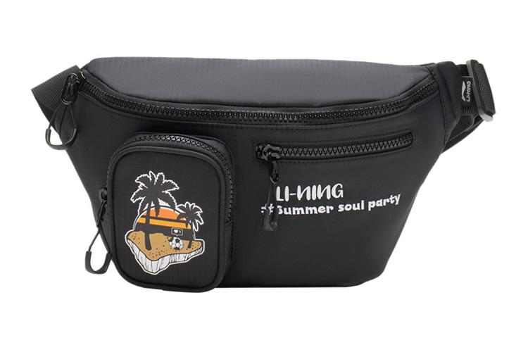 Li Ning Fabric Sling Bag, Crossbody Bag, Fanny Pack Regular Unisex Black ABDS217-1