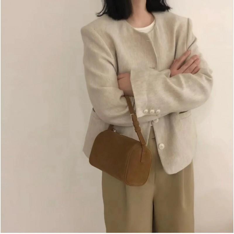 High-Quality Leather Cylinder Crossbody Bag 2026 Fall Small Shoulder Women