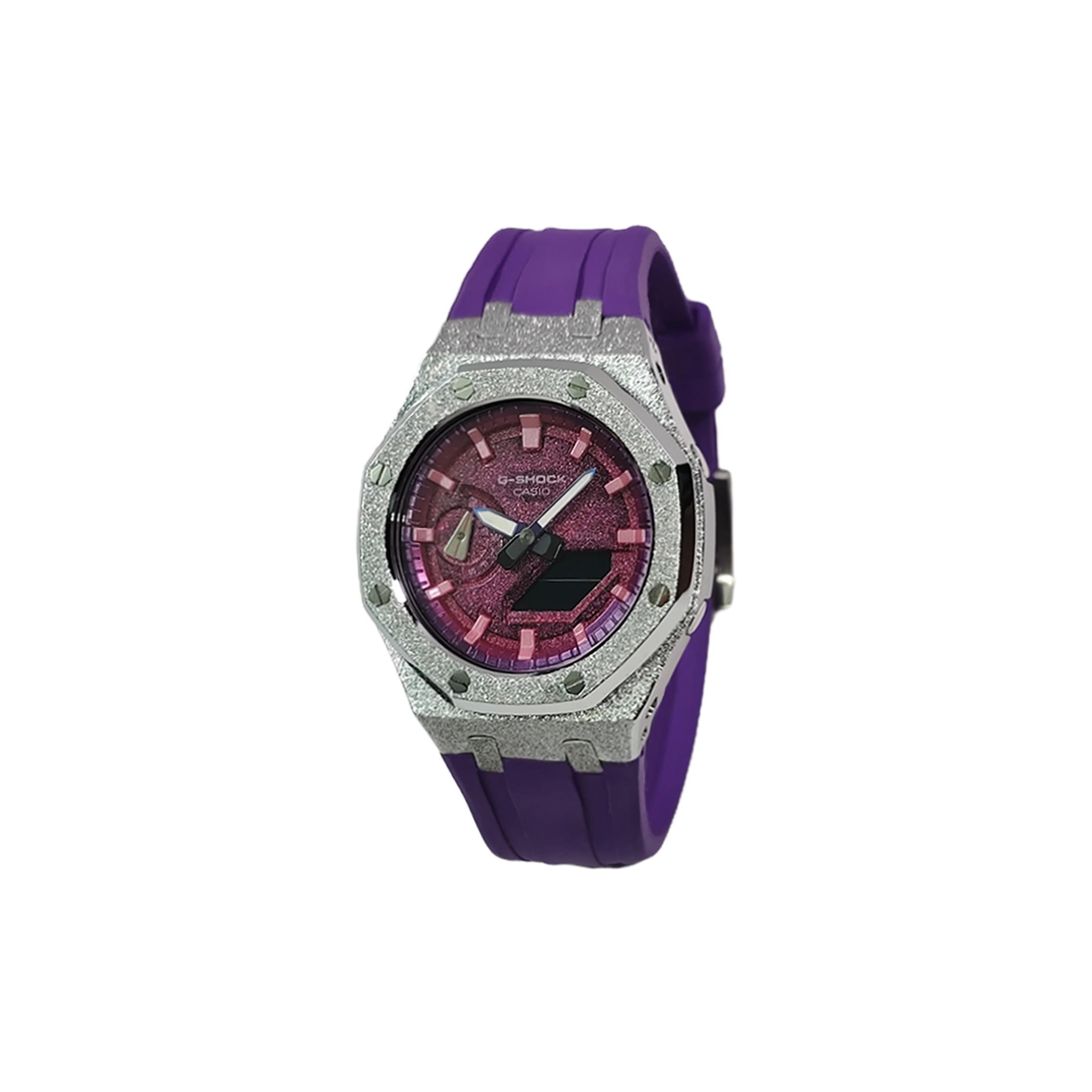 

CASIO Custom Collection GA2100 Quartz Movement Fluoroelastomer Strap Watch Men s Watches GA-2100SKE-7A(Watch3--) Purple Strap