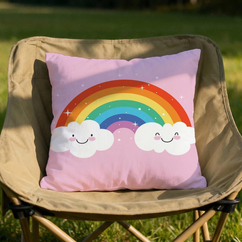 

Rainbow Cushion Cover Soft Reversible Durable Pillow Cover MultiScene Use for Home Car Daily Comfort 30X30cm