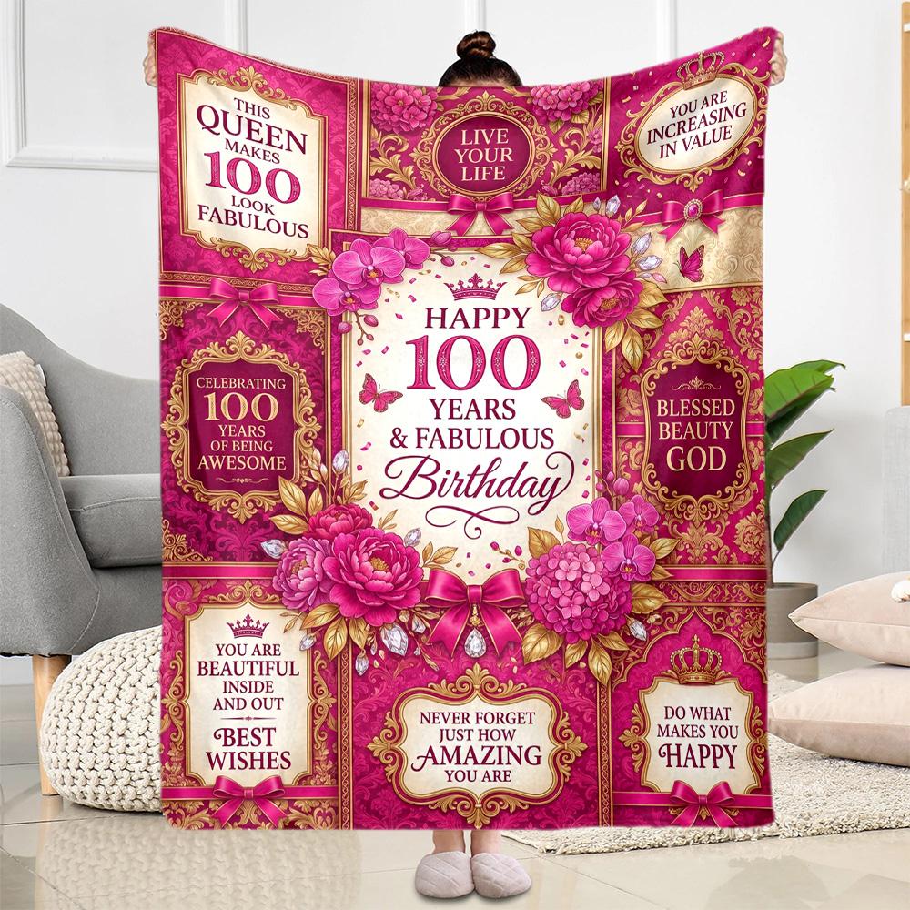 Happy Years Birthday Blanket Ultra-Soft Suitable for Seaside Bed Picnics for All Seasons Warmthful Decor Perfect Gift for Relatives and Friends