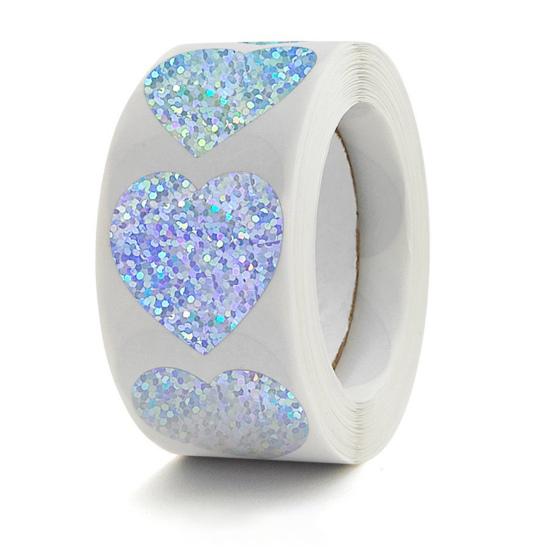 500 Pcs Self-Adhesive Label Stickers Waterproof Removable Heart/Star/Round/Pet Paw Shaped Stickers Roll for Laptops Water Bottles Scrapbooking Crafts