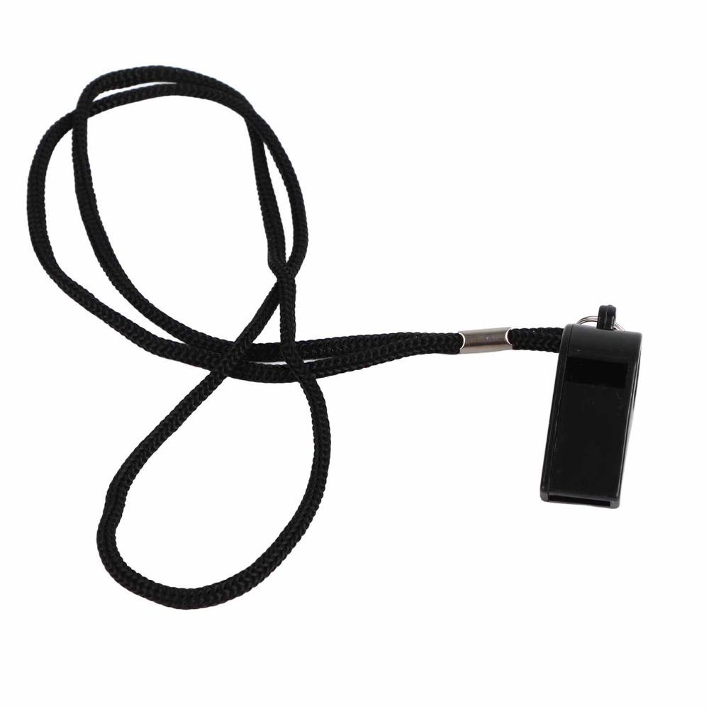 Whistle Black Plastic Whistle With Lanyard ABS Referee Whistle Sports Whistle Referee Use