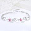 S999 Heart-to-heart Silver Bracelet for Women, Heart-shaped Interlocking Japanese and Korean Jewelry Accessories, Birthday Gift for Best Friend