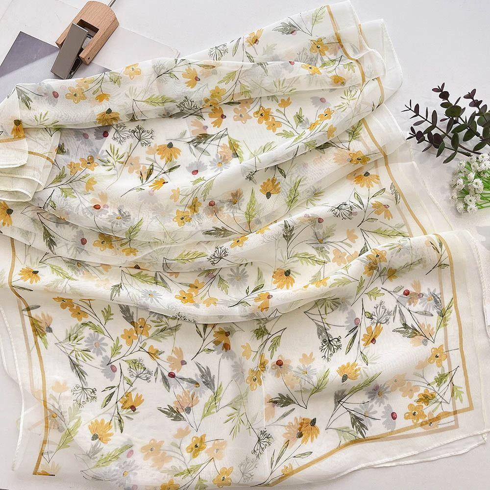 Breathable Silk Scarf Sun-Resistant Bandana Durable Beach Shawl  for Women