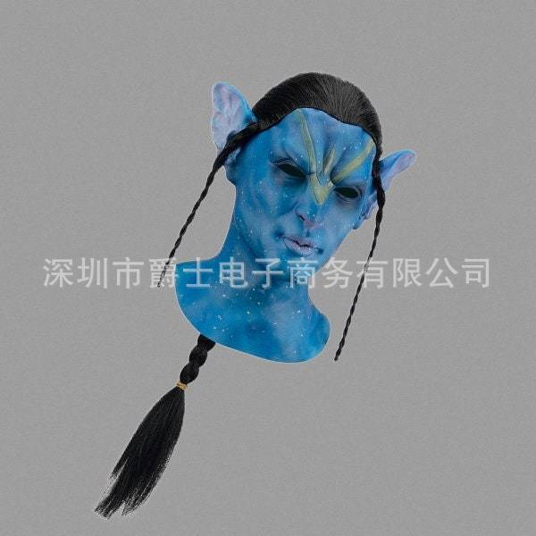 Film cos Avatar2Same style mask for cosplay, featuring an Avatar female latex headgear with glow-in-the-dark effect