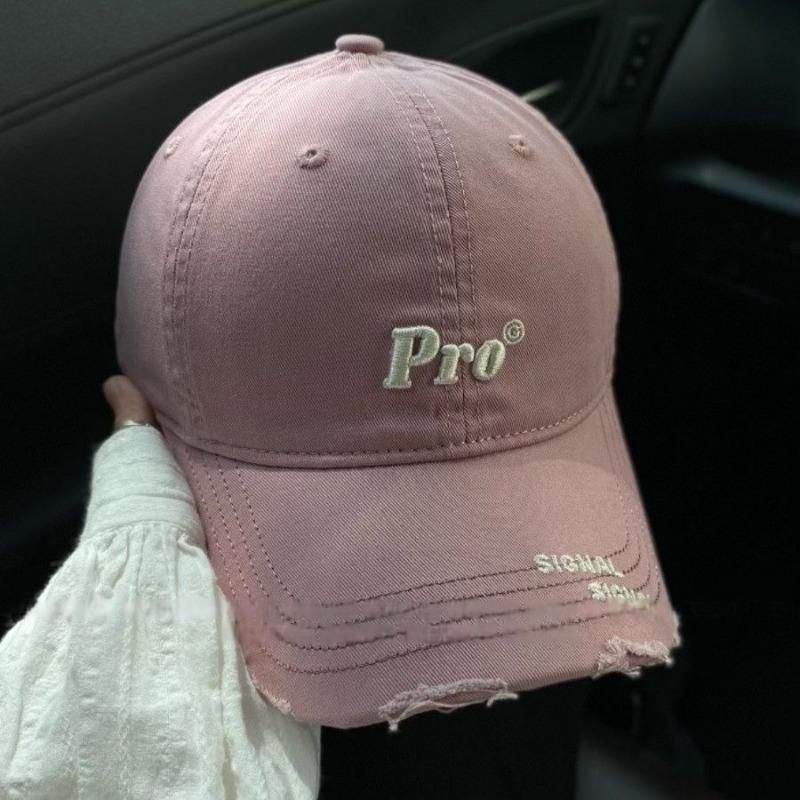 

Новая модная брендовая кепка с вышивкой буквы Pro на лице, маленькая бейсболка, женская простая кепка с дыркой и изогнутым козырьком Adjustable розовый
