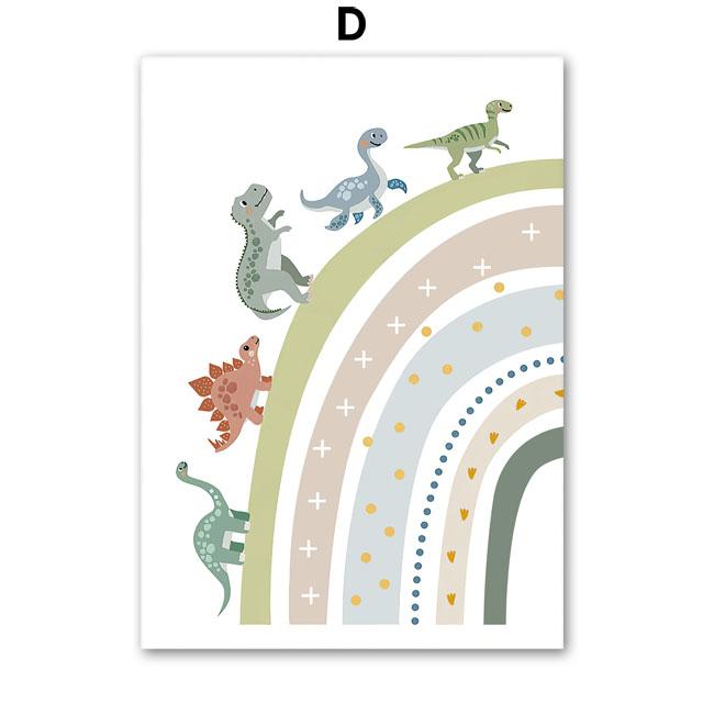 Cute Dinosaur T-Rex Brachiosaurus Nursery Wall Art Canvas Painting Nordic Dino Posters And Prints Pictures Baby Kids Room Decor