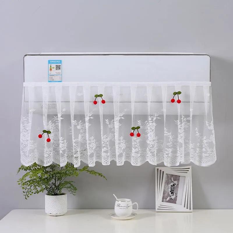 Elegant blondert brodert design Anti-direkte blåsing Klimaanleggtrekk Stoff Veggmontert Støvtett Etui Hjemmedekorasjon