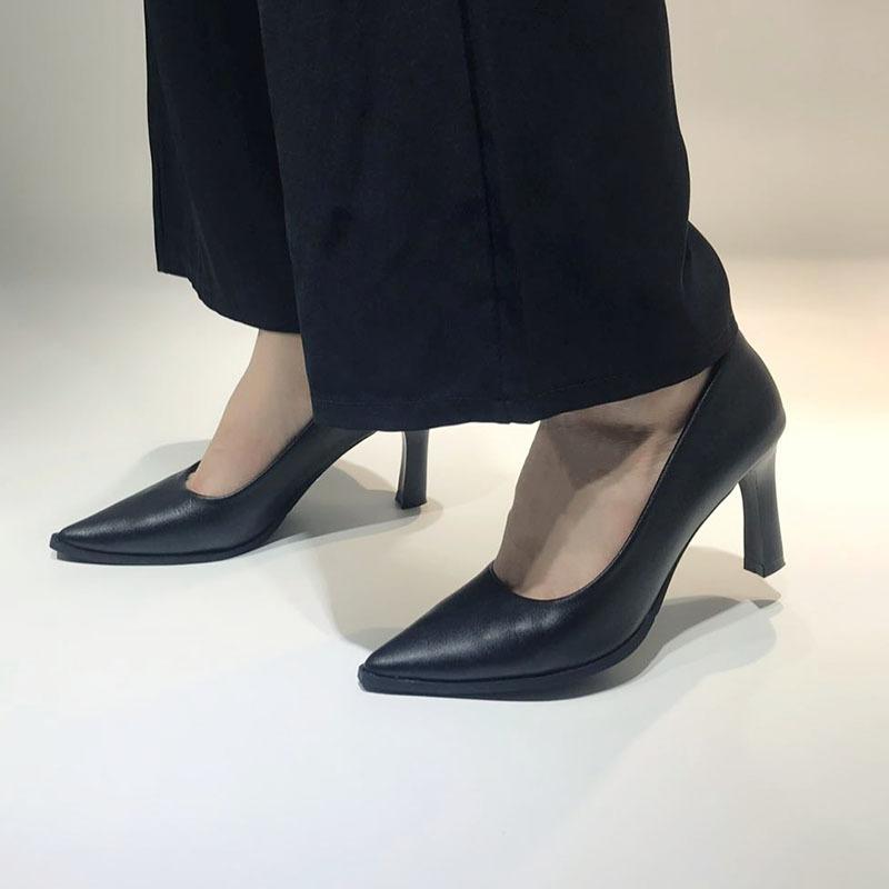 Work Shoes Women's Black Professional Temperament Long Station Soft Sole Comfortable Work Shoes Soft Leather Not Tired Feet High Heels Flight Attenda