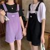Women's Korean-Style Loose Denim Overalls - Slimming, Casual Wide-Leg Shorts 2025 Summer Collection