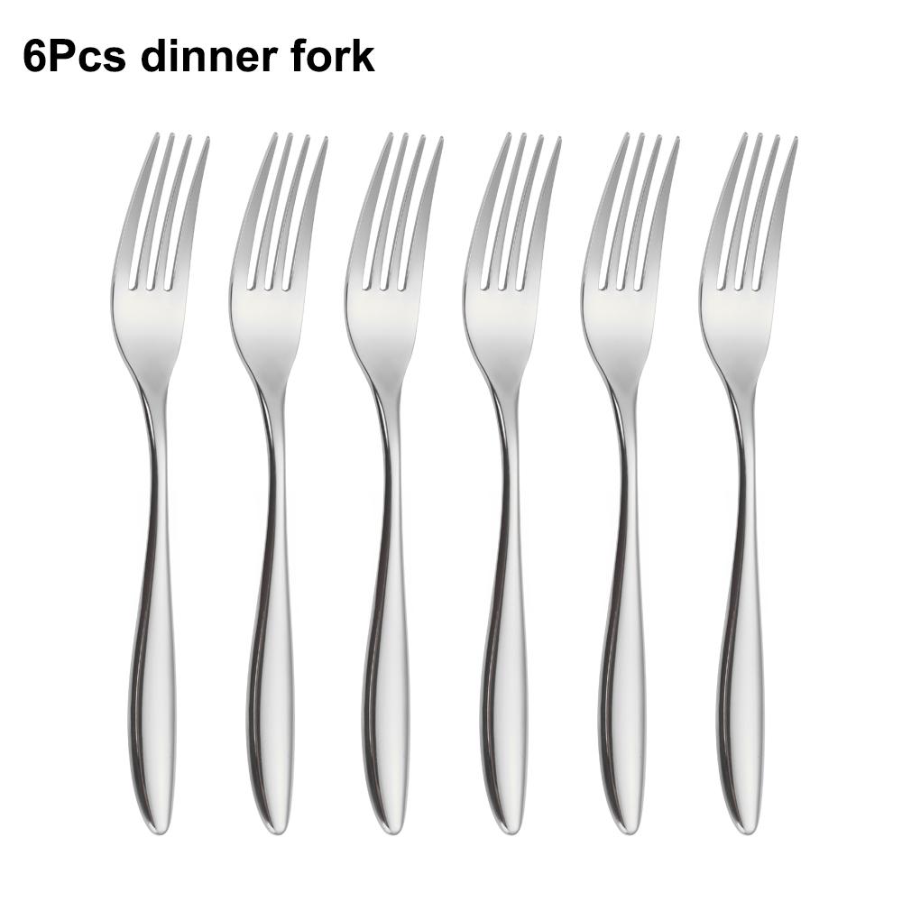 6/16/20/24Pcs Sliver Tableware Stainless Steel 304 Cutlery Set Mirror Fork Spoon Western Dinner Set Smooth Handle Flatware4